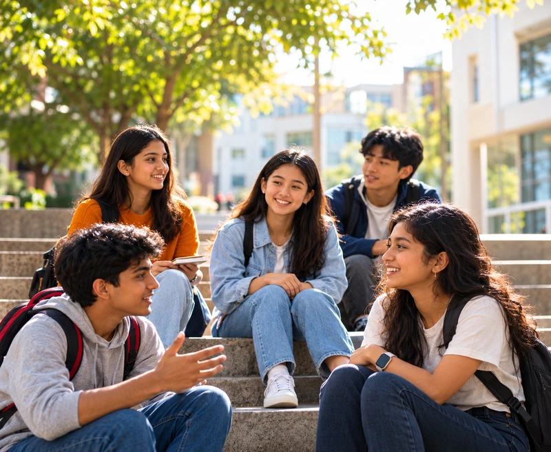 Sunny Campus Steps Conversation.webp